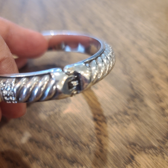 Brighton Crystal and Pearl Silver Plated Bangle Magnetic Closure - Picture 7 of 7